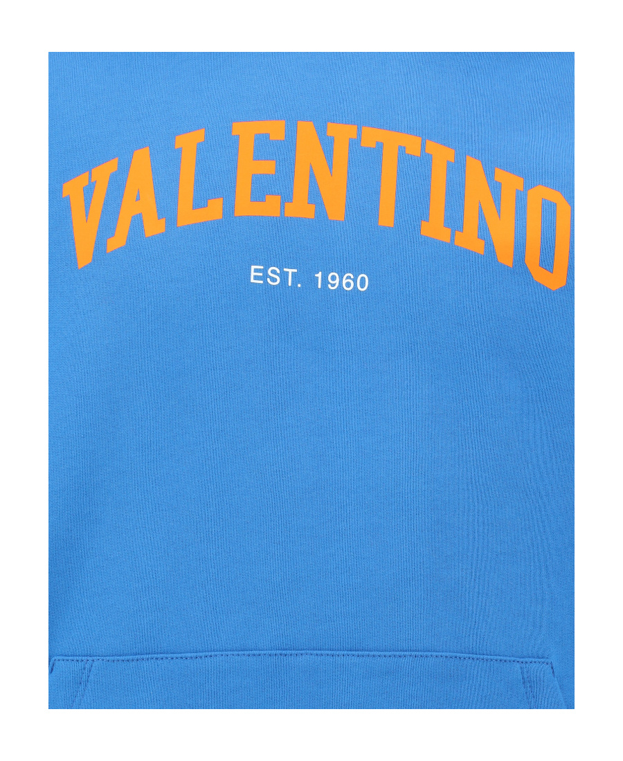 Valentino Logo-print Cotton Hoodie In Blue