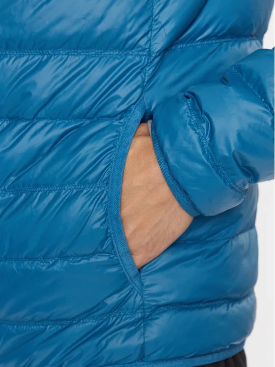 Ea7 Long-sleeved Down Jacket With Standing Collar In Blue