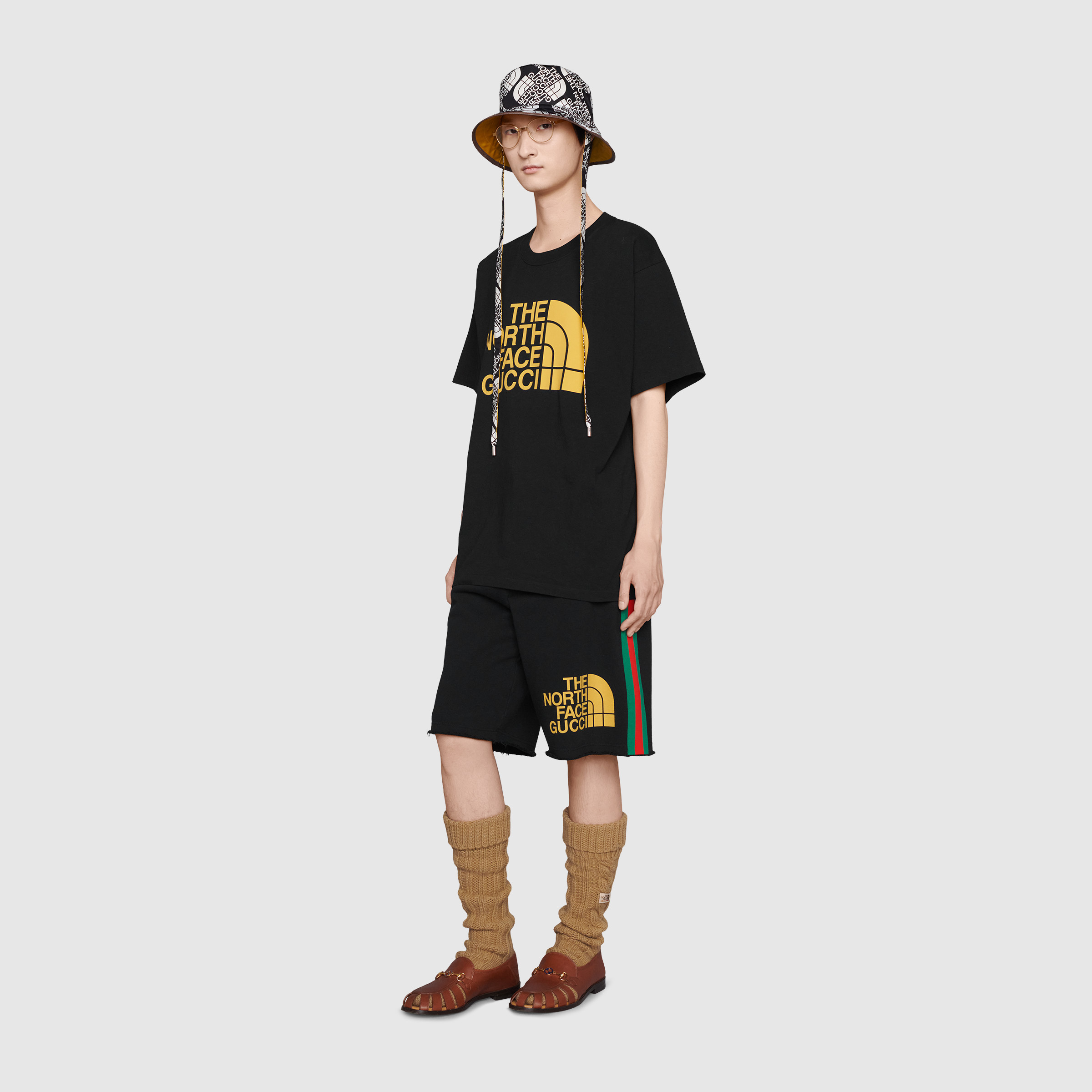 GUCCI THE NORTH FACE X GUCCI JOINT SERIES RIBBON PRINTED COTTON SHORTS