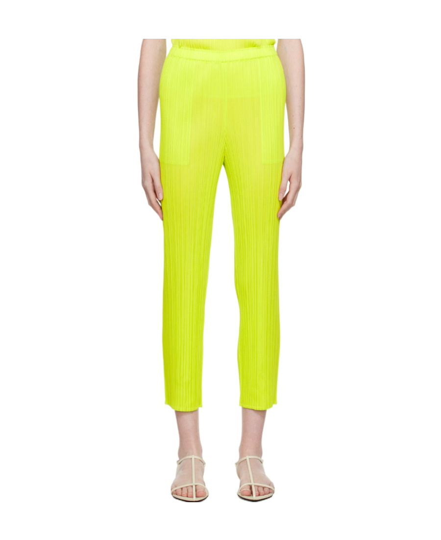 Shop Issey Miyake Pleated Casual Pants In Yellow
