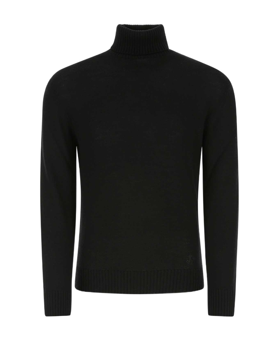 Jil Sander Roll Neck Knitted Sweater In Black