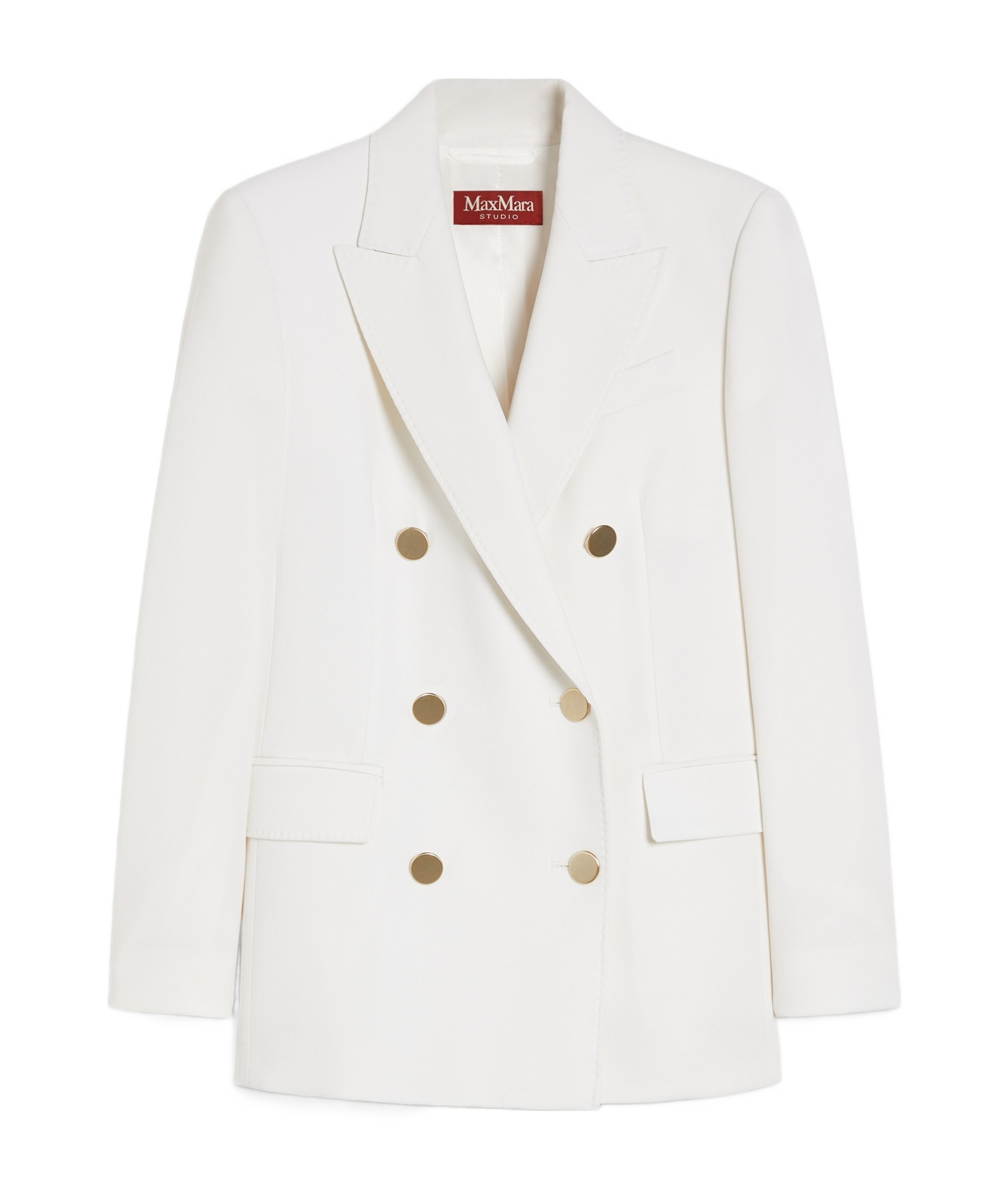 Max Mara Verace Double Breast Linen Blazer In White