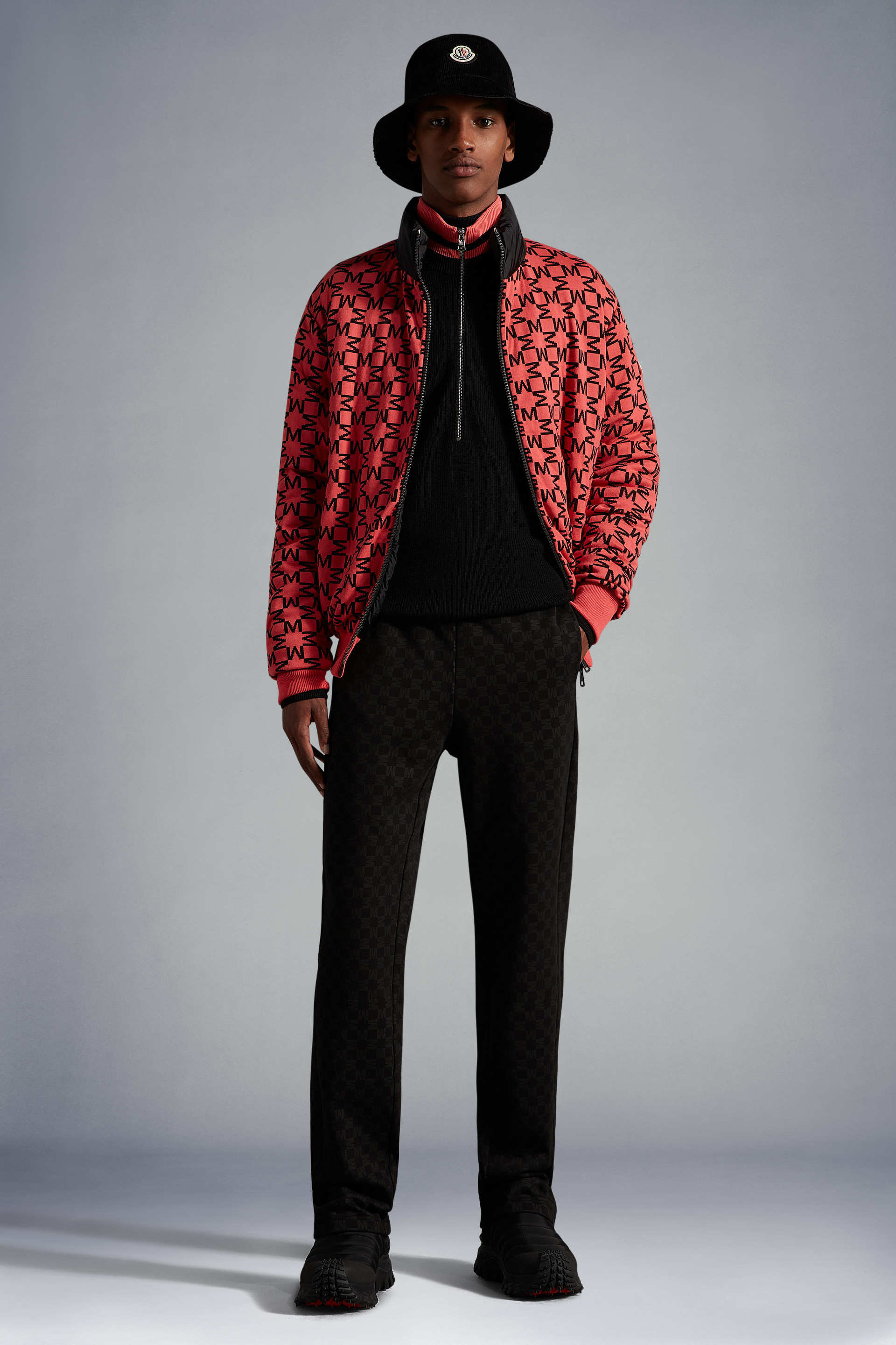 Moncler Monogram-print Track Pants In Black