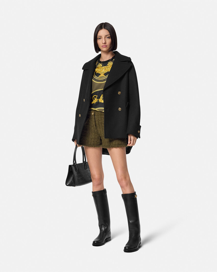 Shop Versace La Coupe Des Dieux Panelled T-shirt In Green