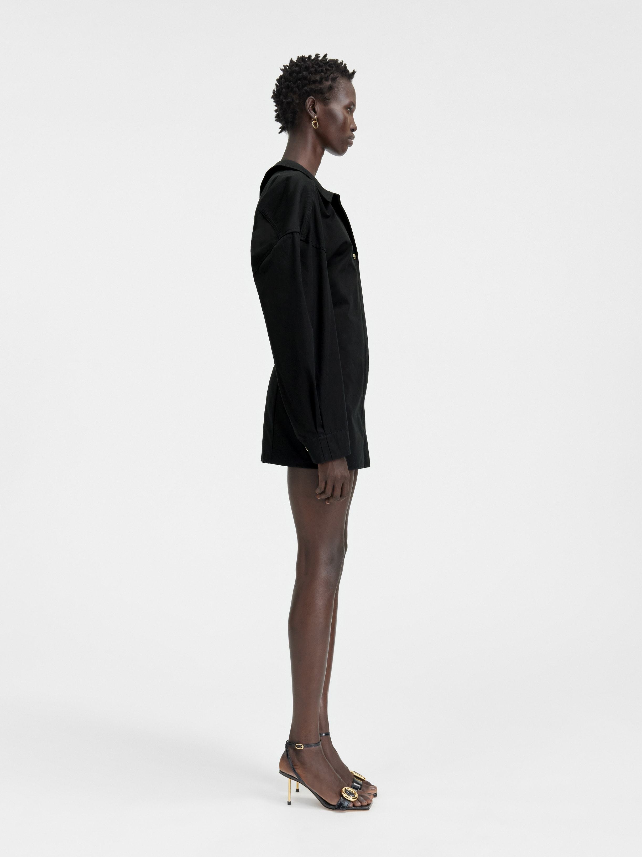 Jacquemus Asymmetric Mini Shirt Dress In Black