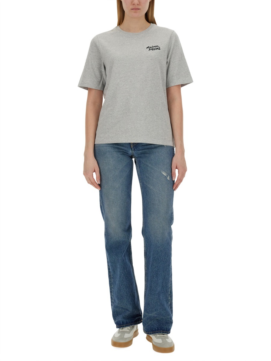 MAISON KITSUNÉ LOGO-EMBROIDERED COTTON T-SHIRT