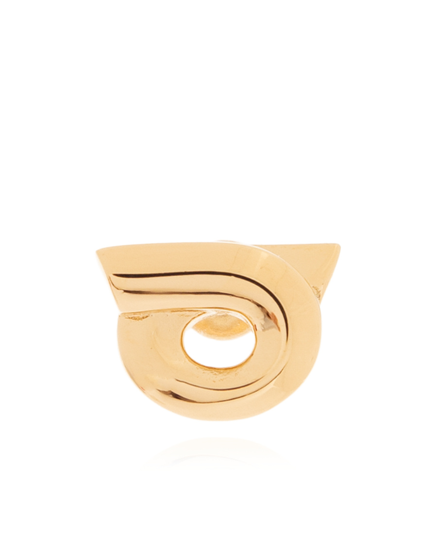 Ferragamo Geometric Stud Earrings Polished Finish In Yellow