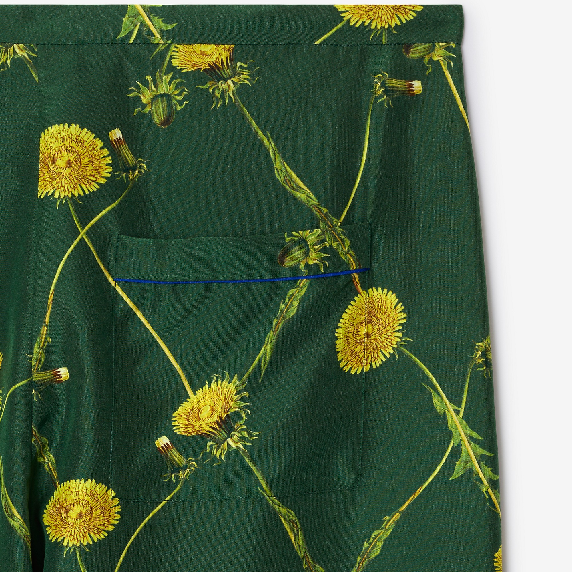 Burberry Dandelion Floral-print Flared Trousers In Green