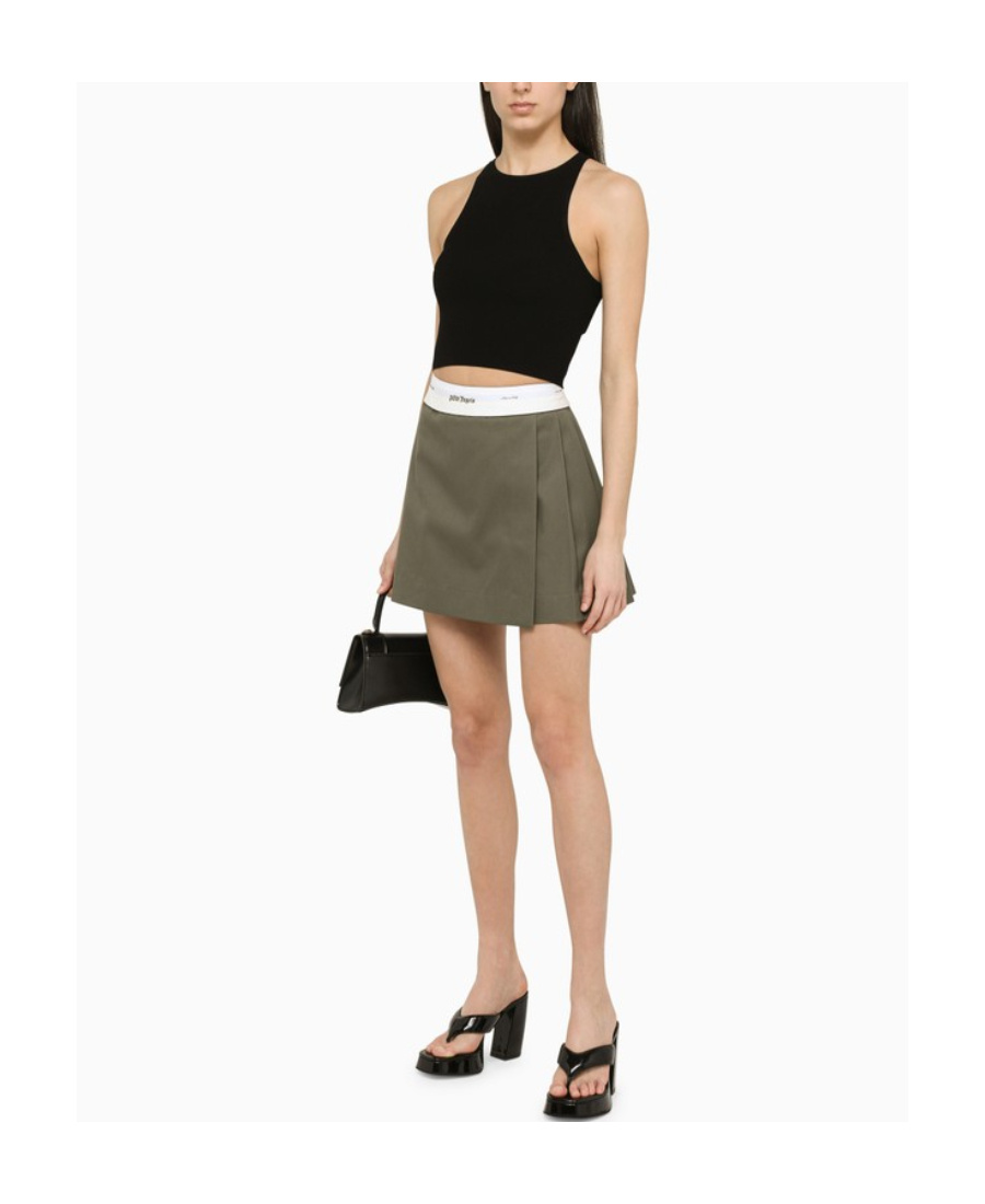 Palm Angels Pleated A-line Miniskirt In Green