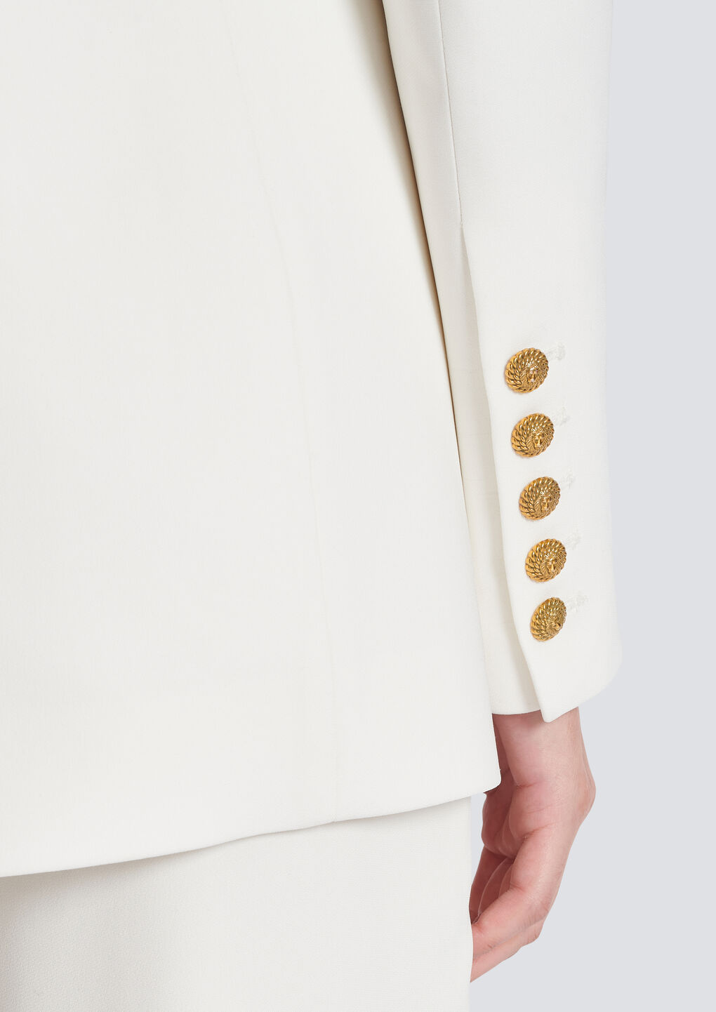 Shop Balmain 2-button Crepe Jacket In White