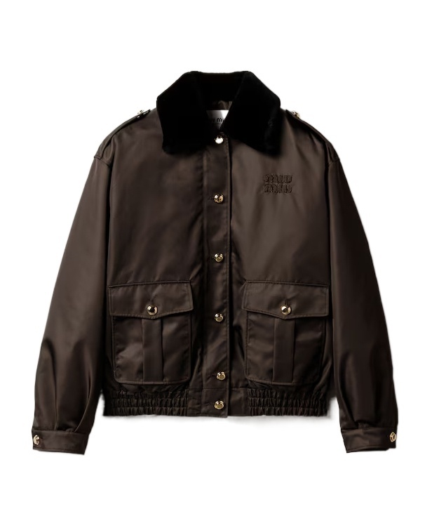 Miu Miu Technical Gazar Blouson Jacket In Brown