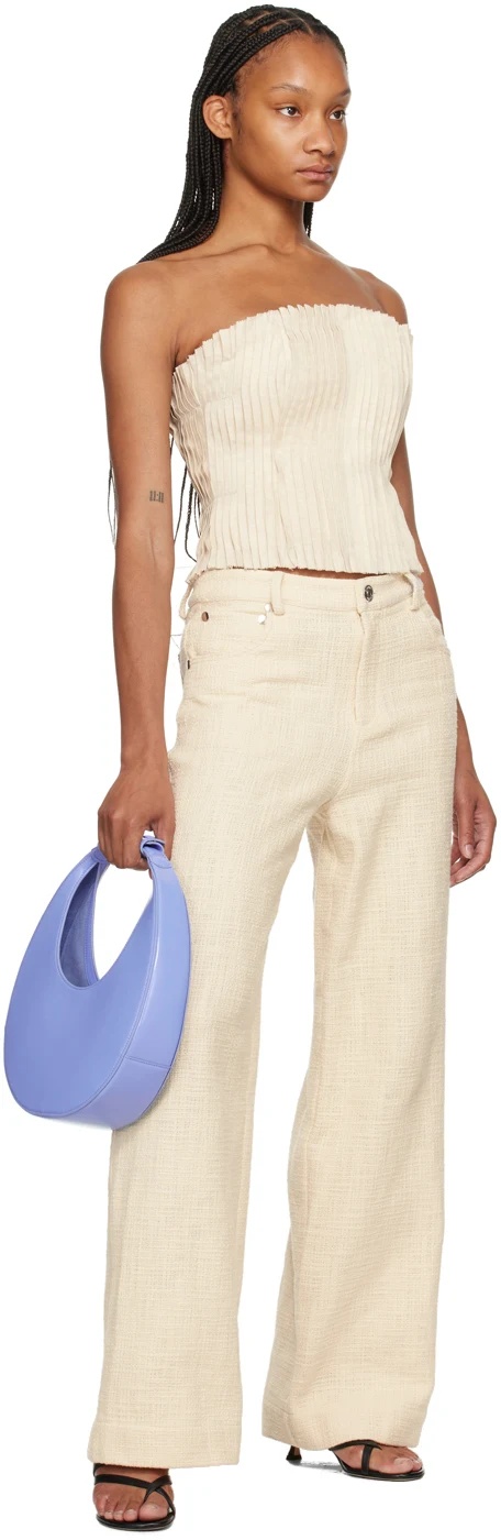 Staud Stitched Moon Handbag In Blue