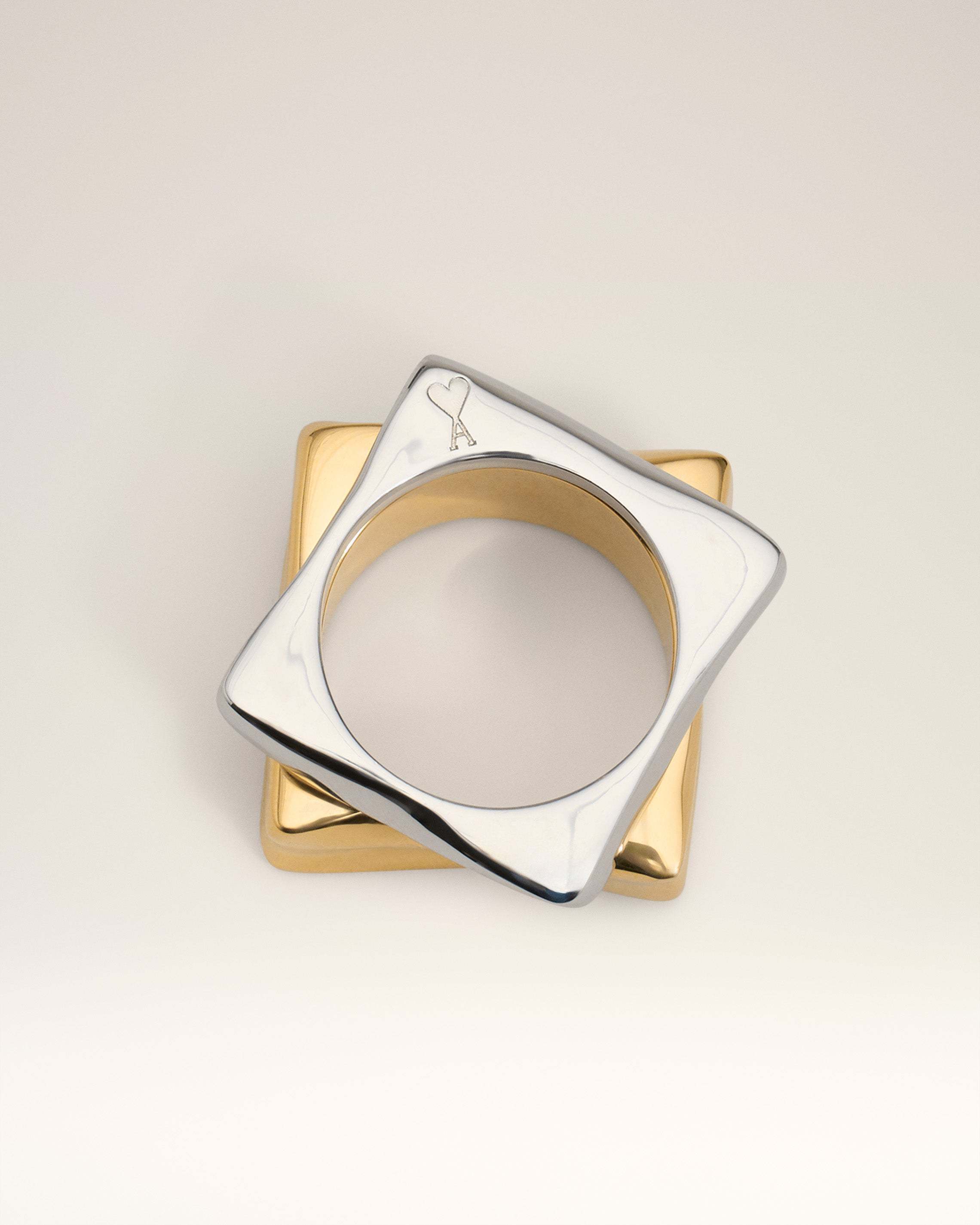 Ami Alexandre Mattiussi Double Ring In Gold/silver