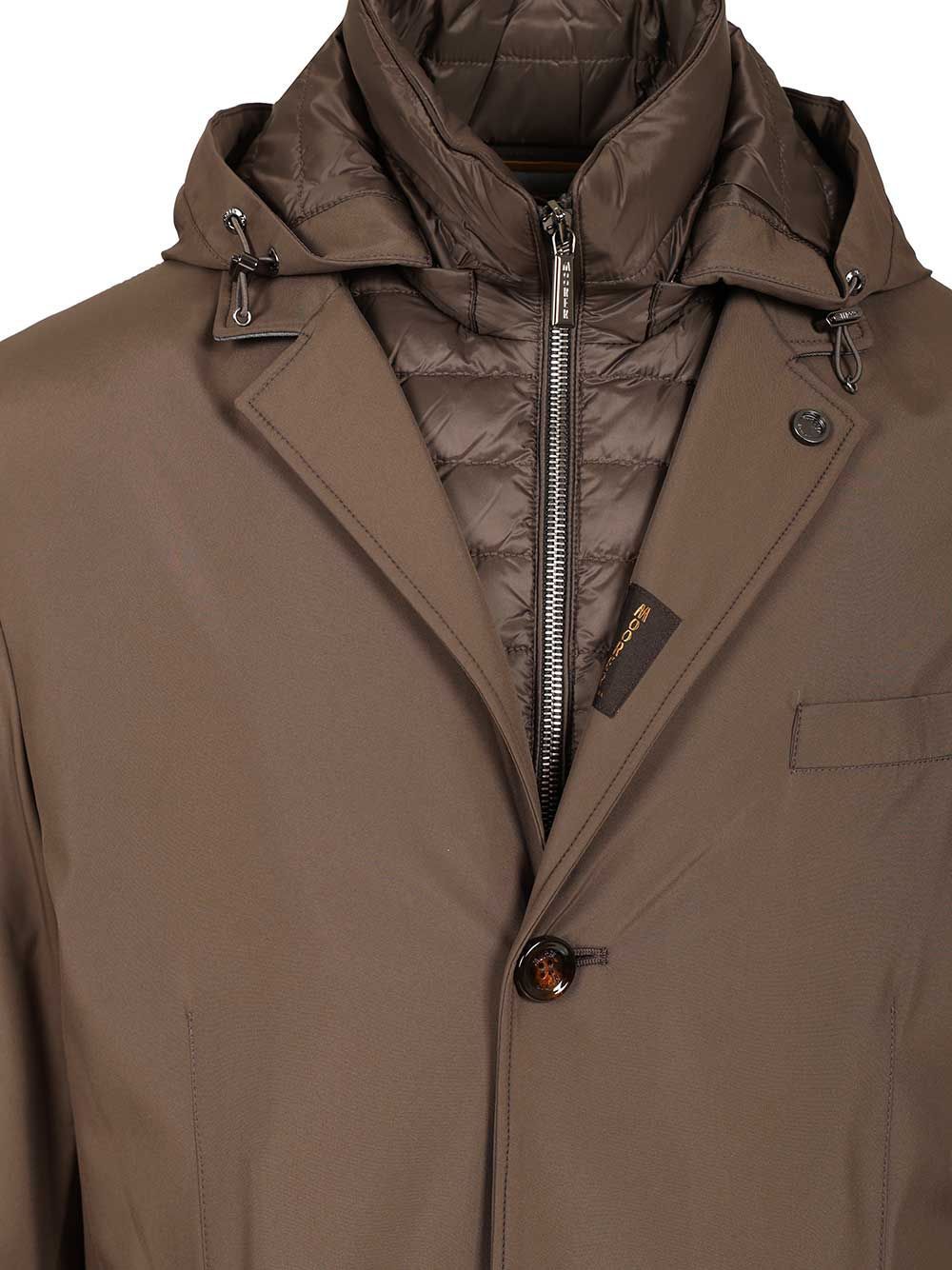 Moorer Redon-skt Padded Nylon Coat In Brown