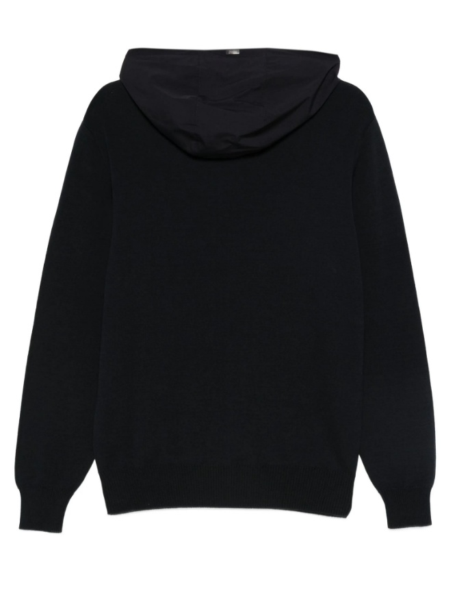 Herno Resort Double Cotton Knit And Nylon Hoodie In Black