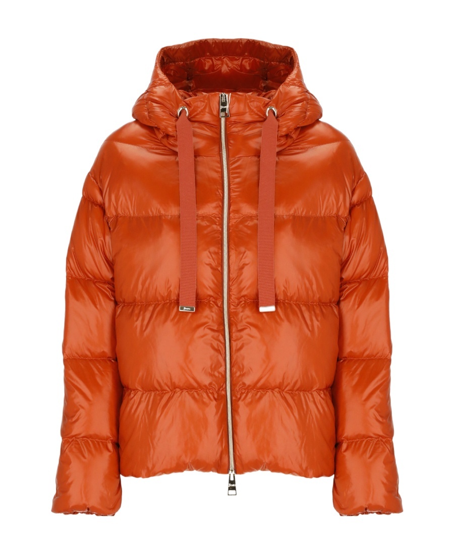 Herno Hooded Down Jacket In Orange