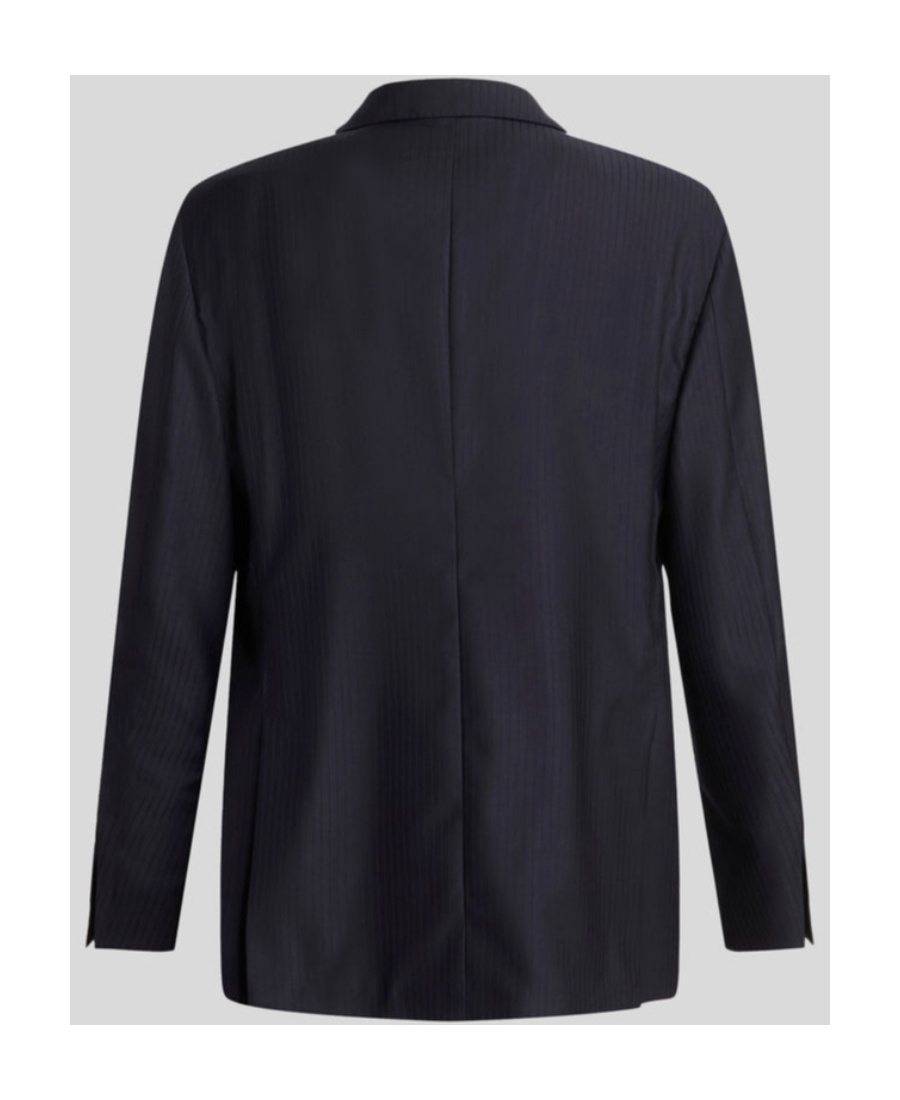 Etro Pinstripe-pattern Double-breasted Blazer In Black