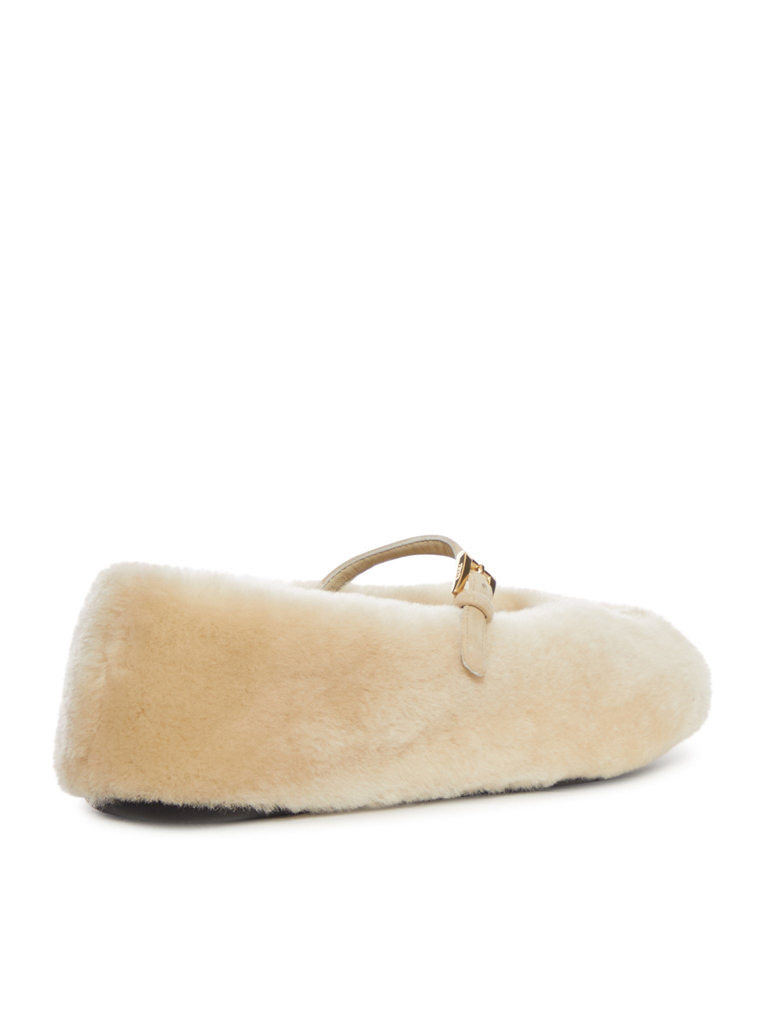 Prada Shearling Ballet Flats In Neutral