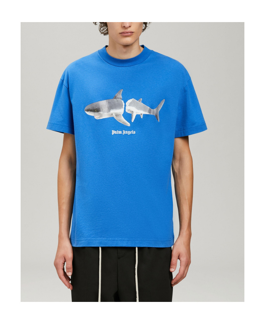 PALM ANGELS PALM ANGELS SHARK PRINTED CREWNECK T-SHIRT