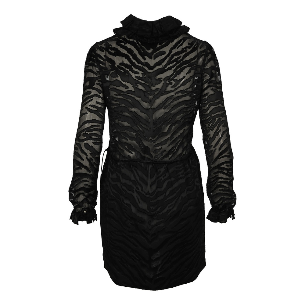 Saint Laurent Zebra Print Sheer Dress In Black