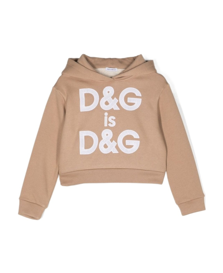 Dolce & Gabbana Logo-print Rhinestone-embellished Hoodie In Nude