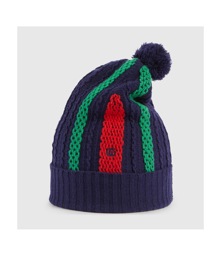 Shop Gucci Pom-pom Wool Beanie Hat In Black