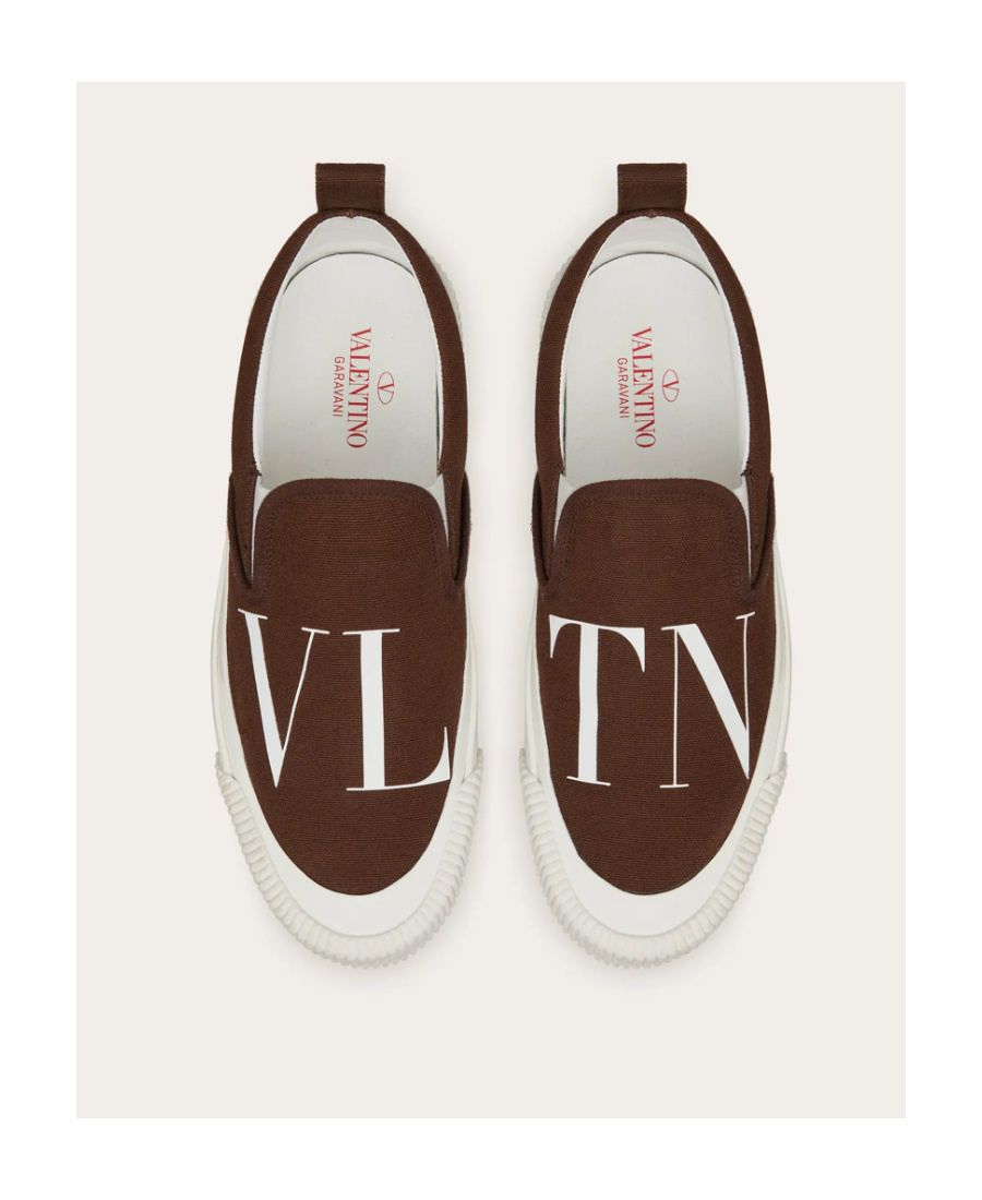 Valentino Garavani Man Sneakers Cocoa Size 6 Textile Fibers In Brown