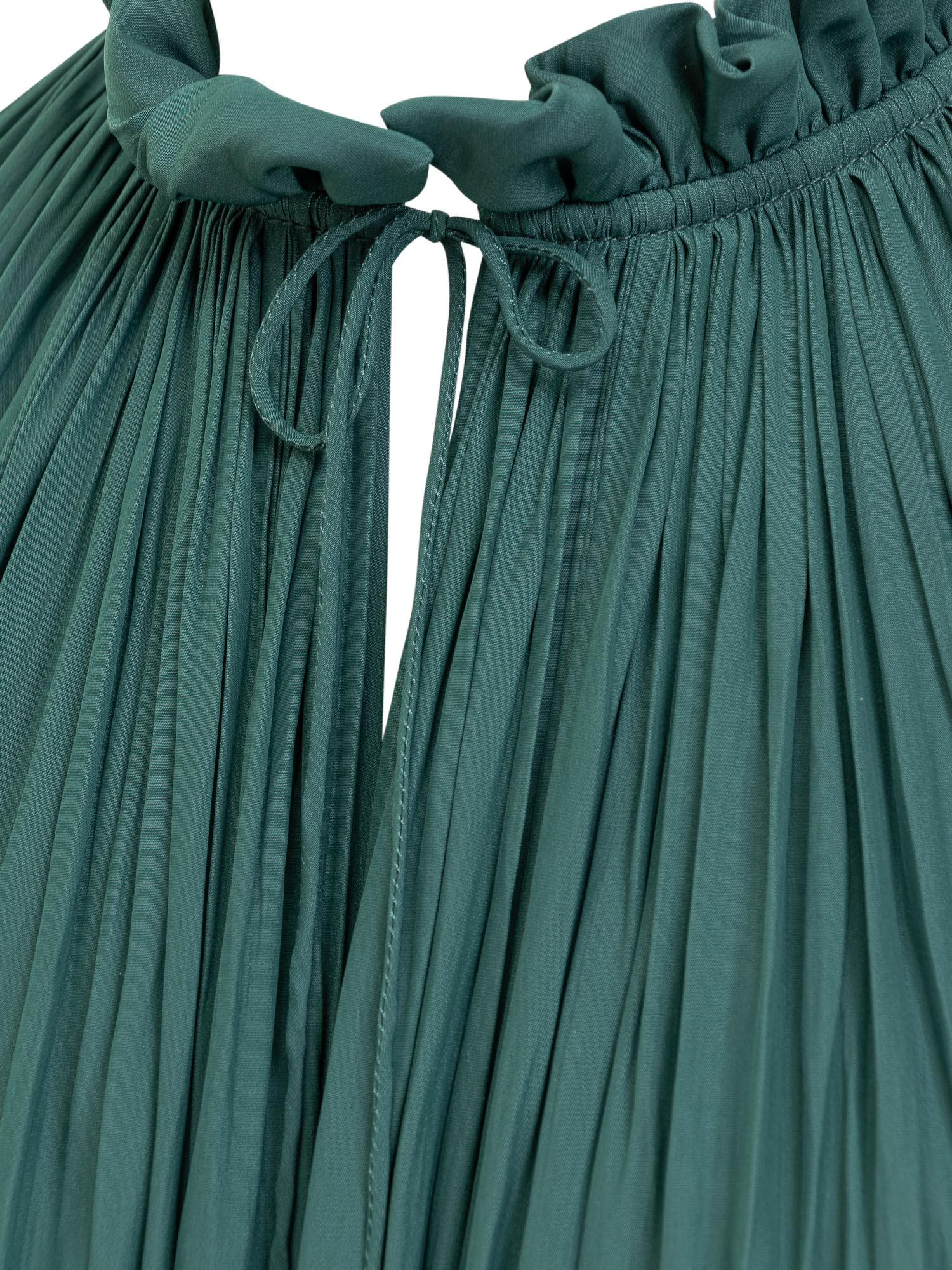 Shop Lanvin Long Sleeved Gathered Flared Dress In Blue