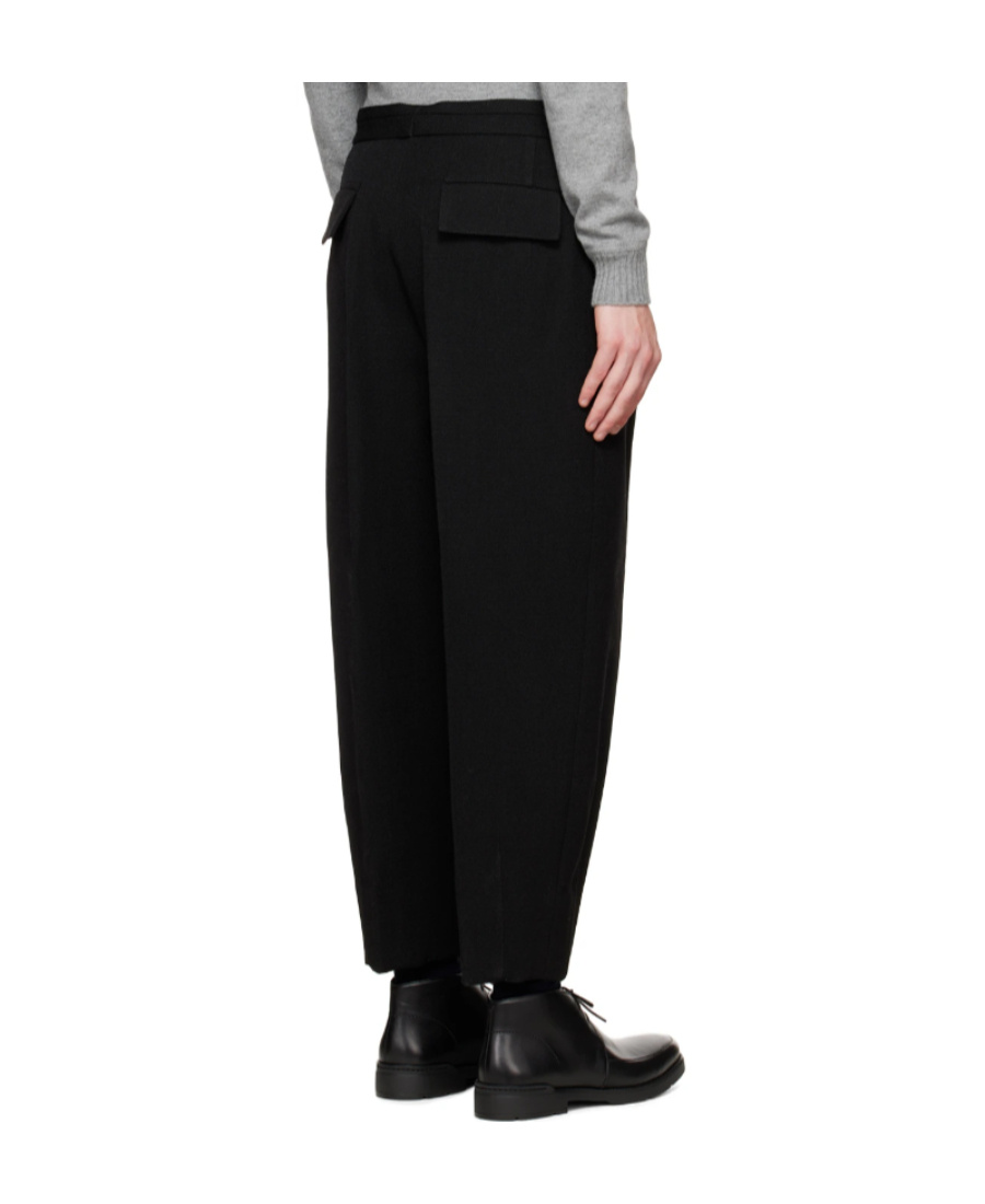 Zegna Straight Pleated Casual Pants In Black