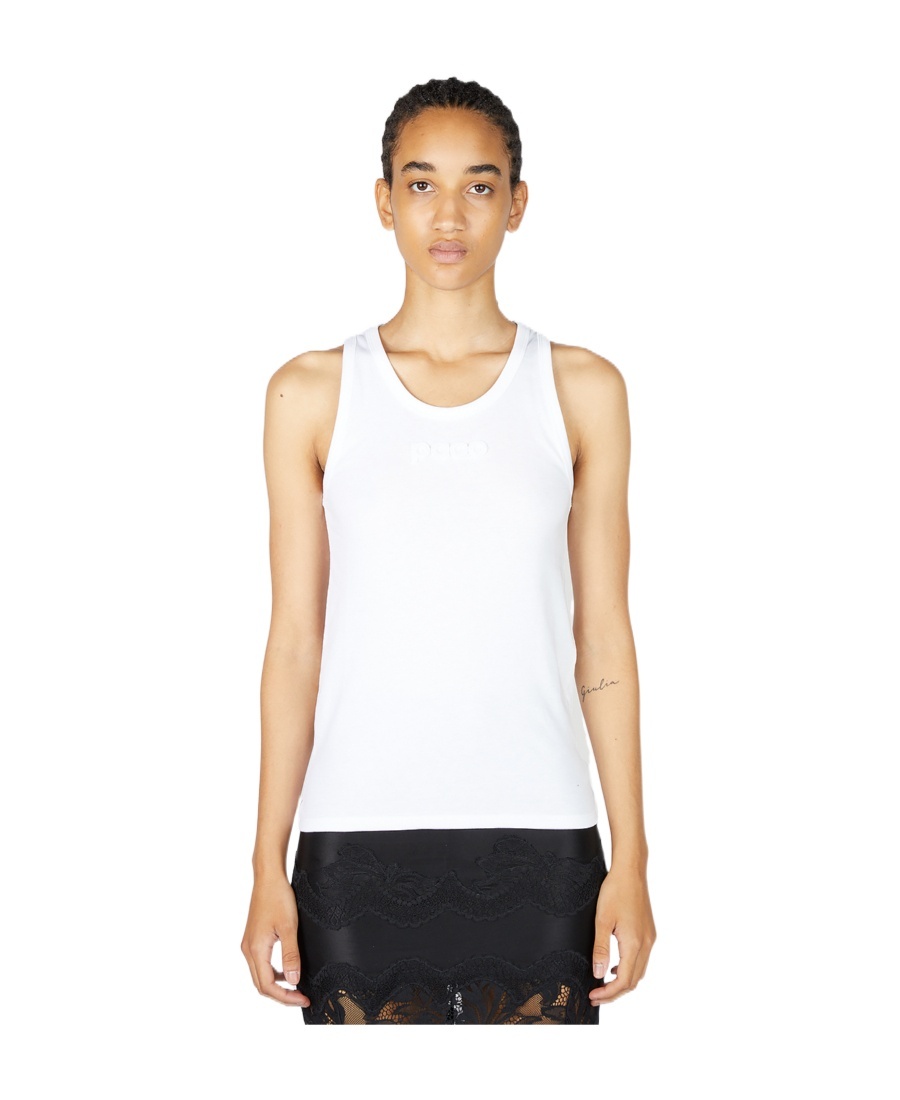 Rabanne Logo-devoré Cotton Tank Top In White
