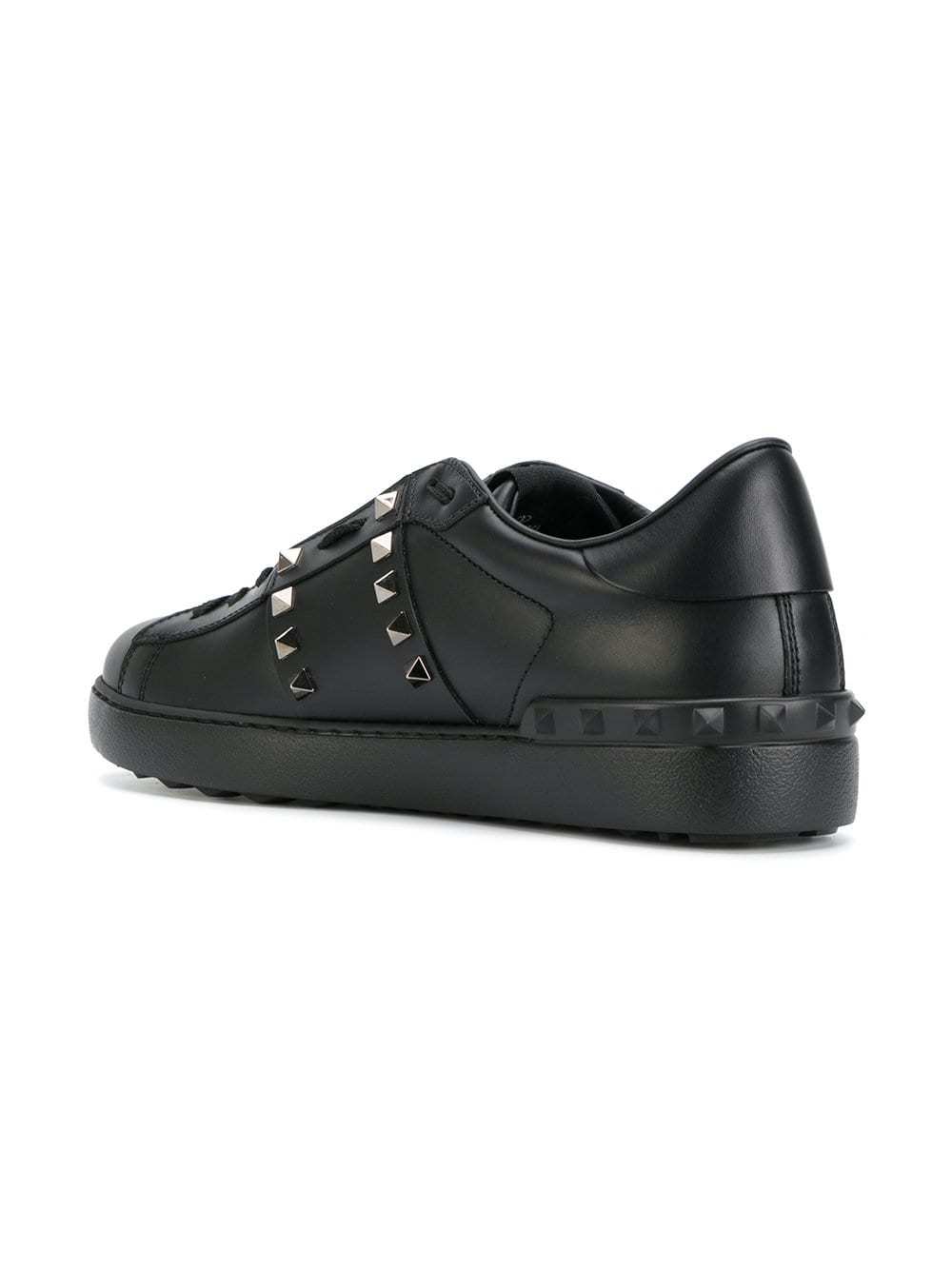 Valentino Rockstud Untitled Studded Leather Sneakers In Black