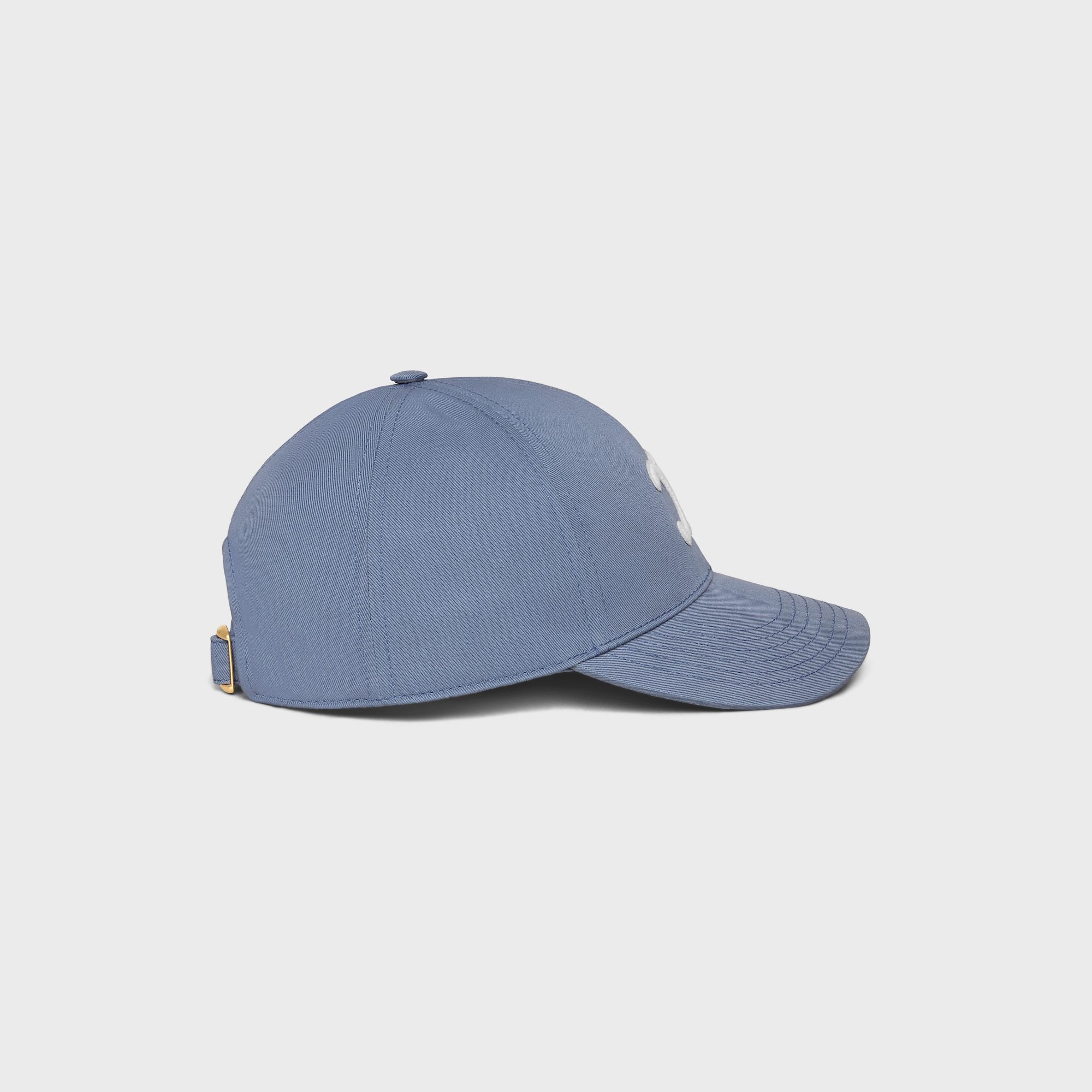 Celine Triomphe Baseball Cap In Cotton Gabardine In Blue