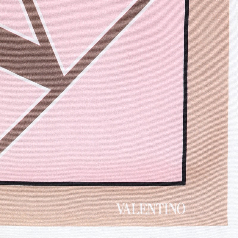 Valentino Pattern Silk Scarf In Pink