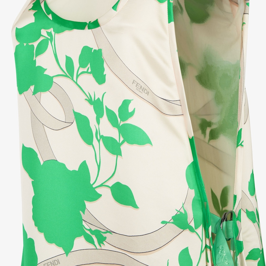 Fendi Multicolour Printed Satin Dress In White
