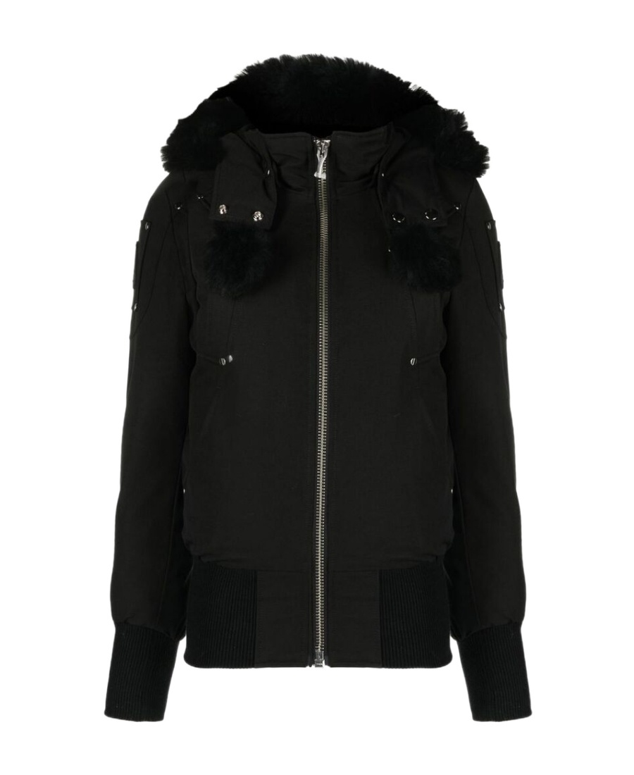 Moose Knuckles Hooded Down Jacket In Black