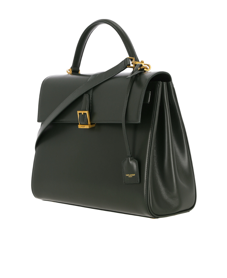 Saint Laurent Medium Fermoir Leather Shoulder Bag In Black