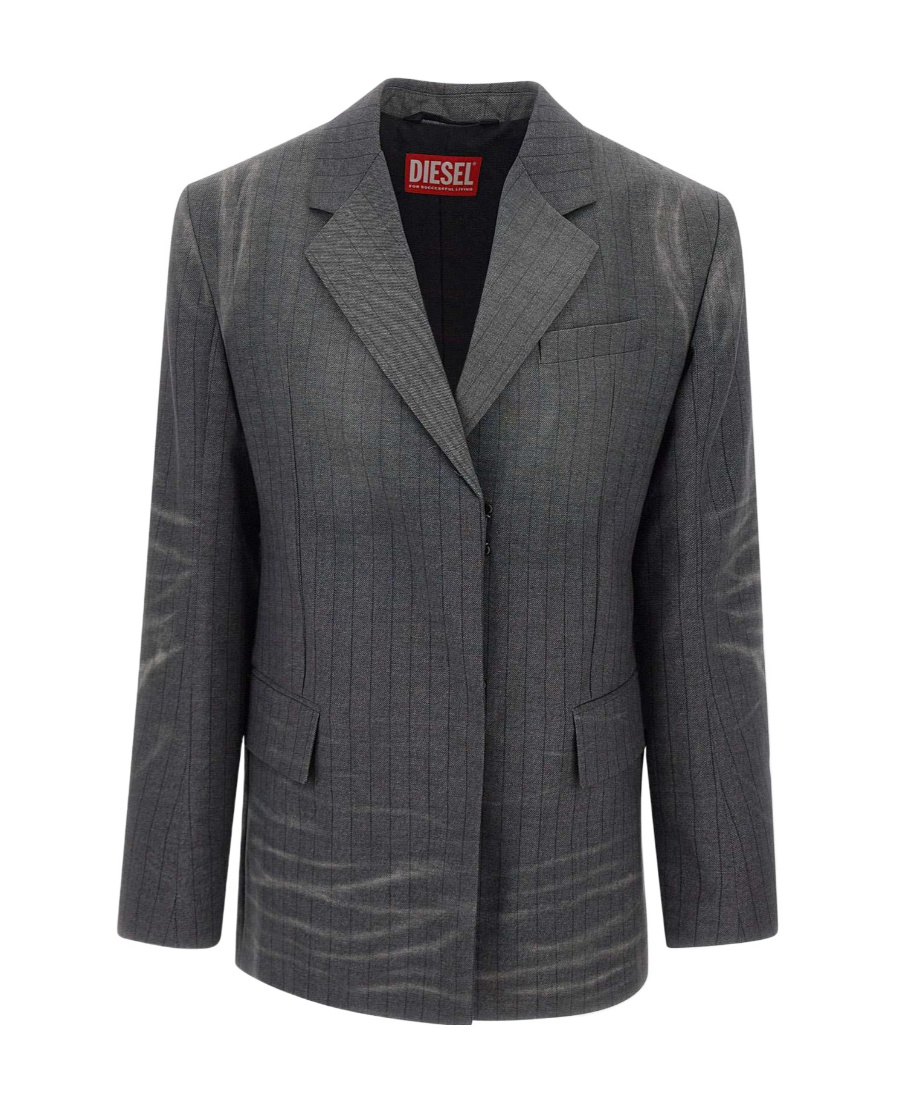 Diesel G-kess Whiskering-effect Blazer In Gray