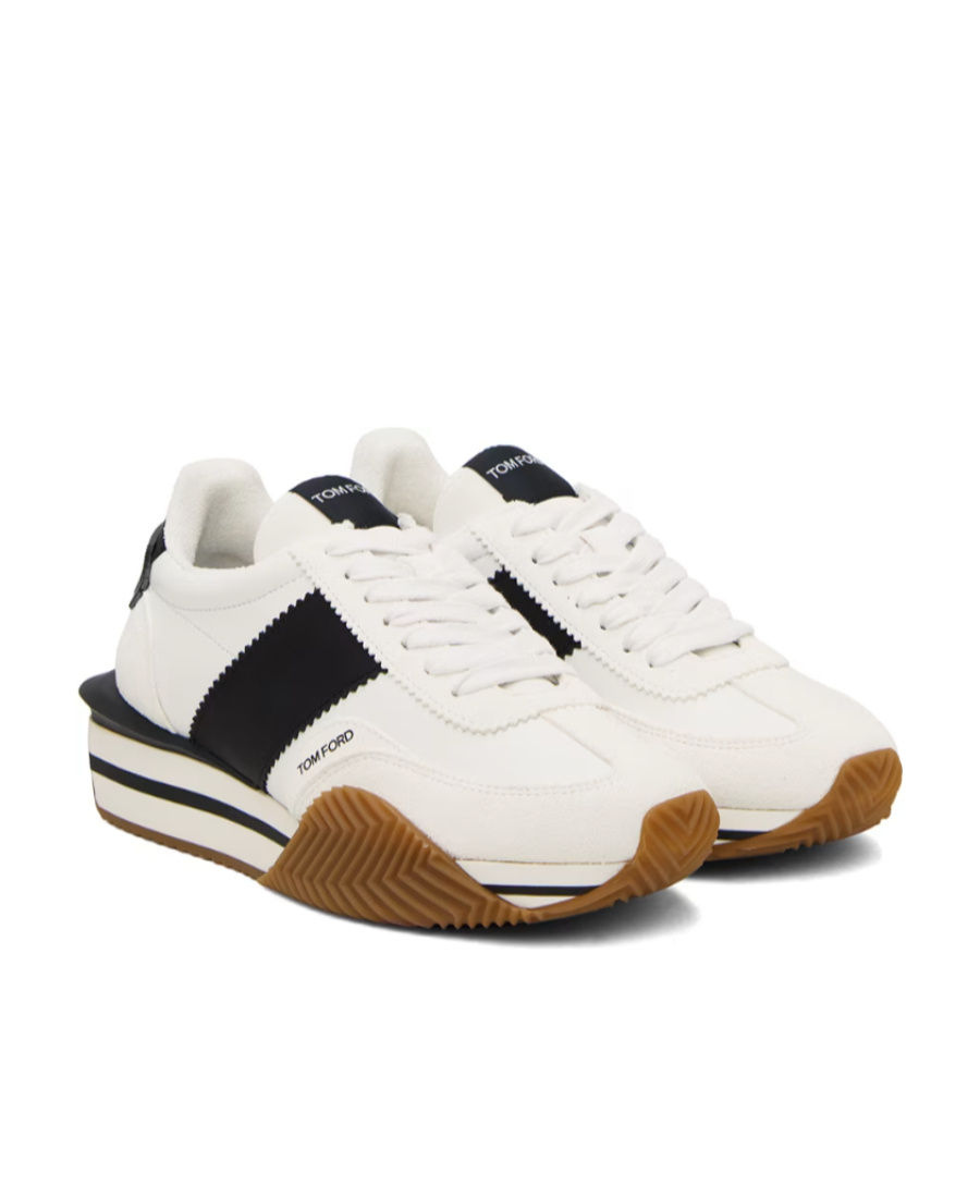 Tom Ford Logo-patch Lace-up Sneakers In White