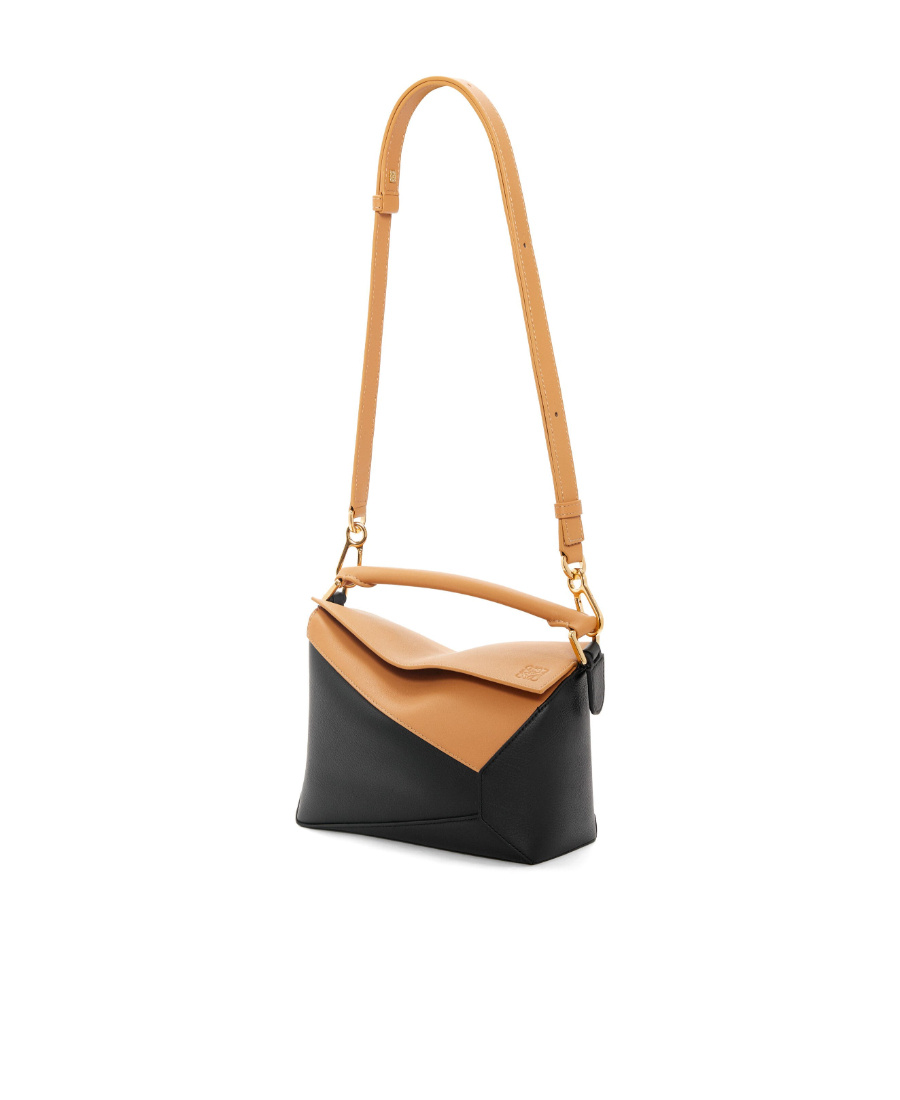 Loewe Small Leather Puzzle Edge Top-handle Bag In Black