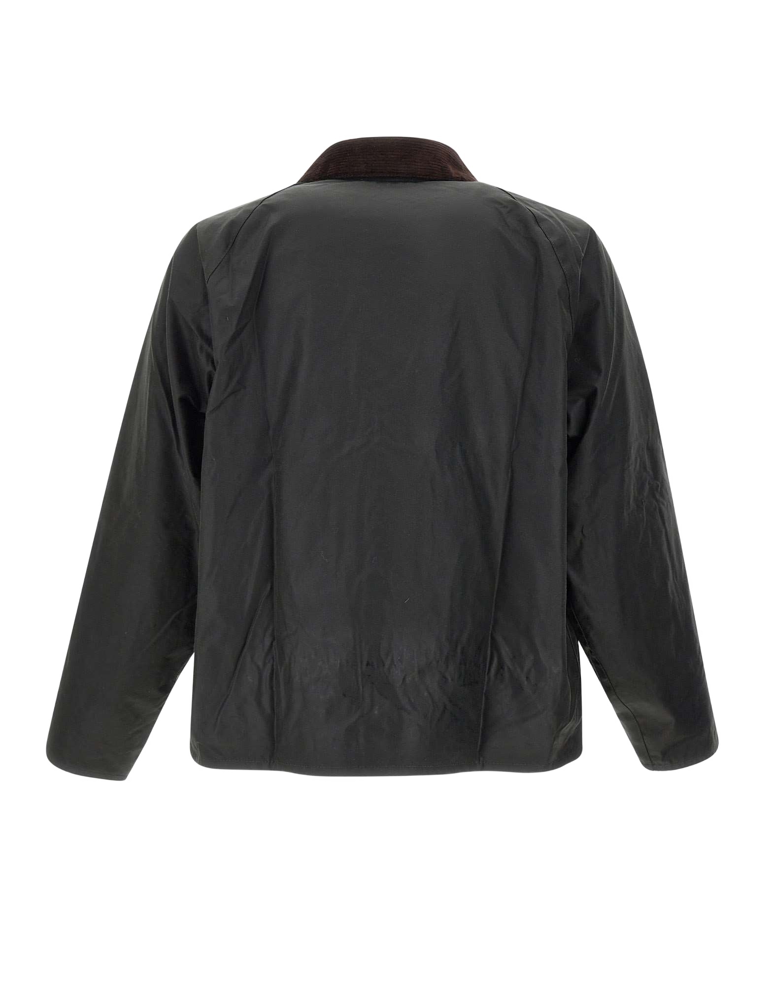 Barbour Transport Waxed Corduroy-collar Jacket In Black