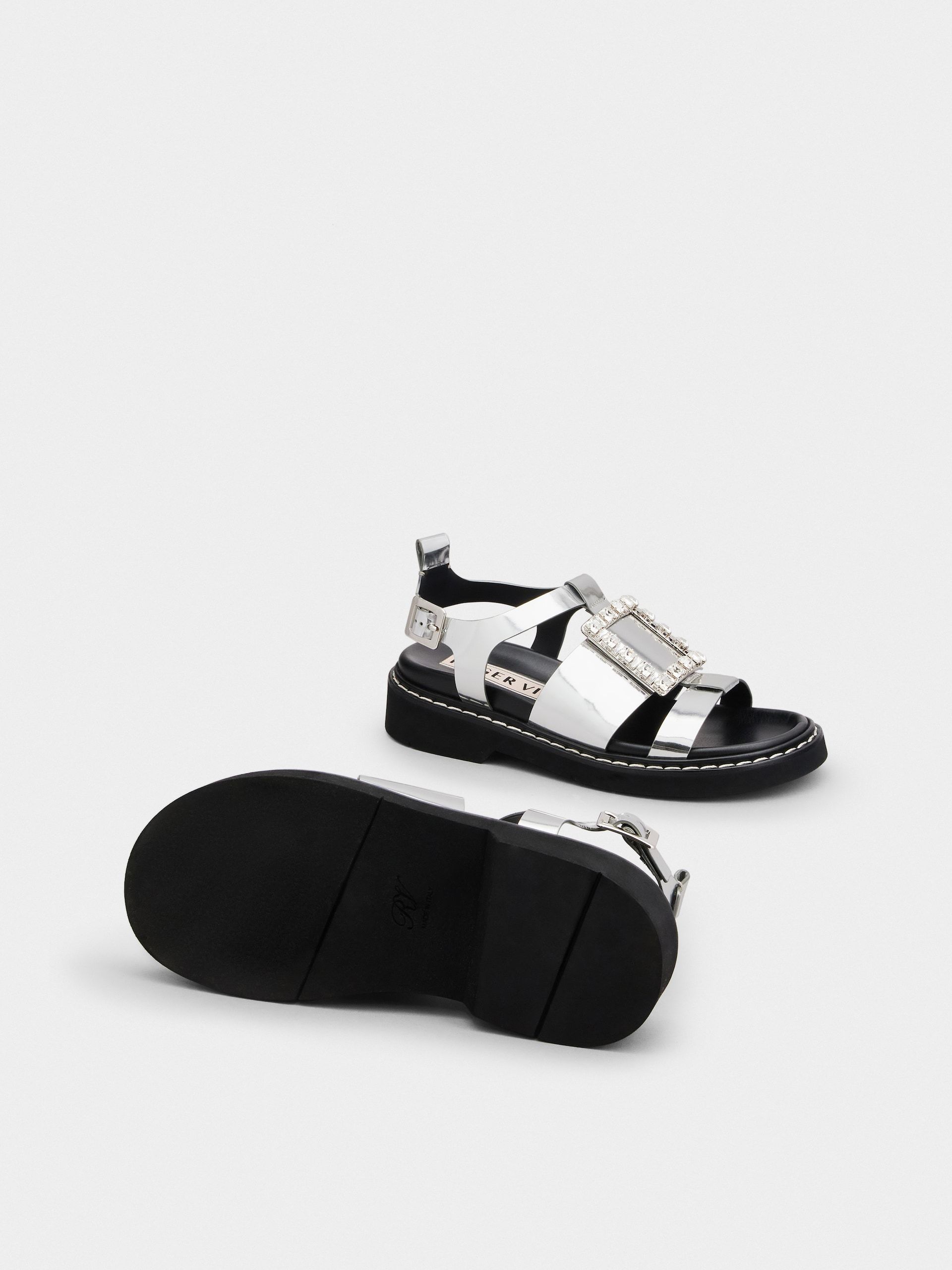 Roger Vivier Open-toed Round-headed Sandals In Black