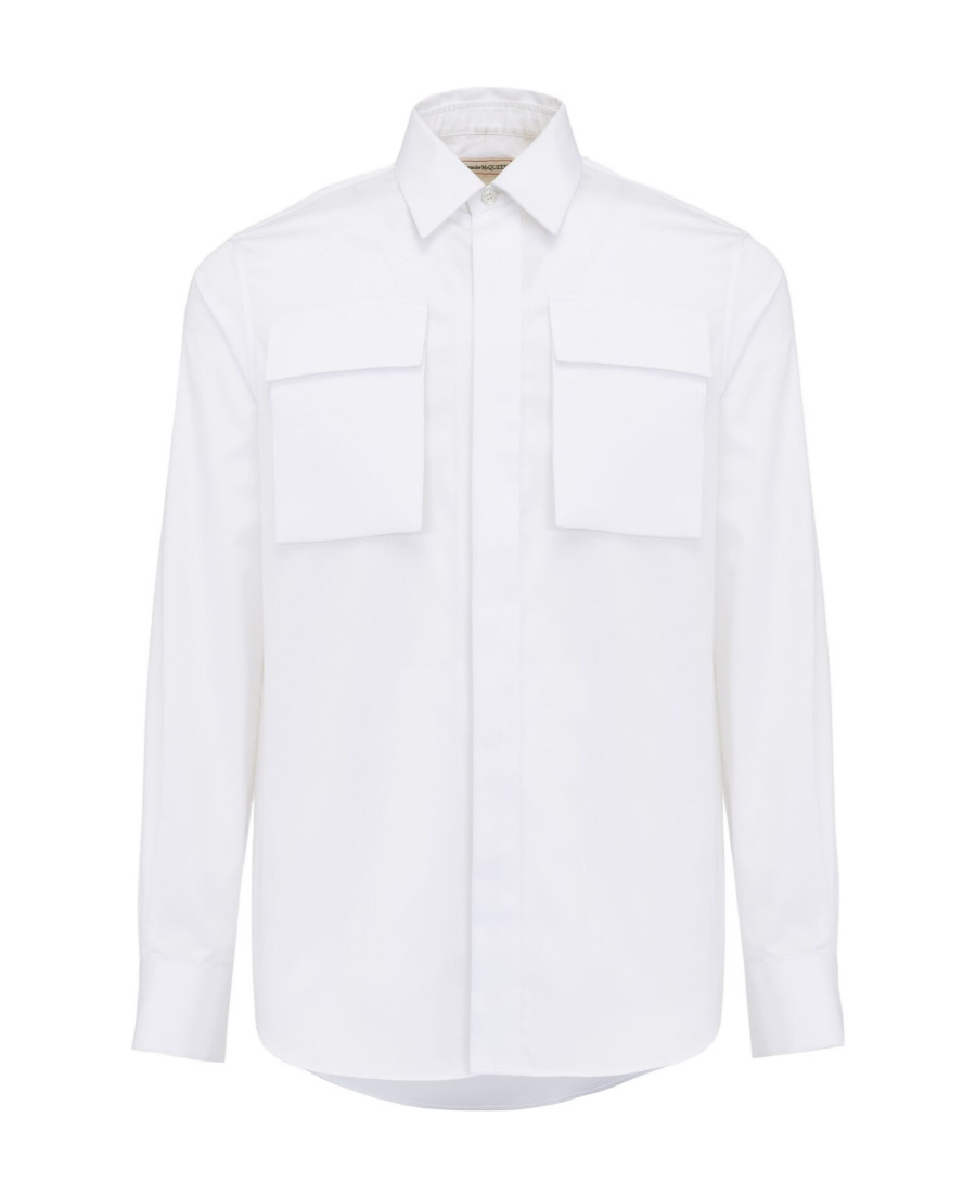 Alexander Mcqueen Long Sleeved Pocket Detailed Shirt In White