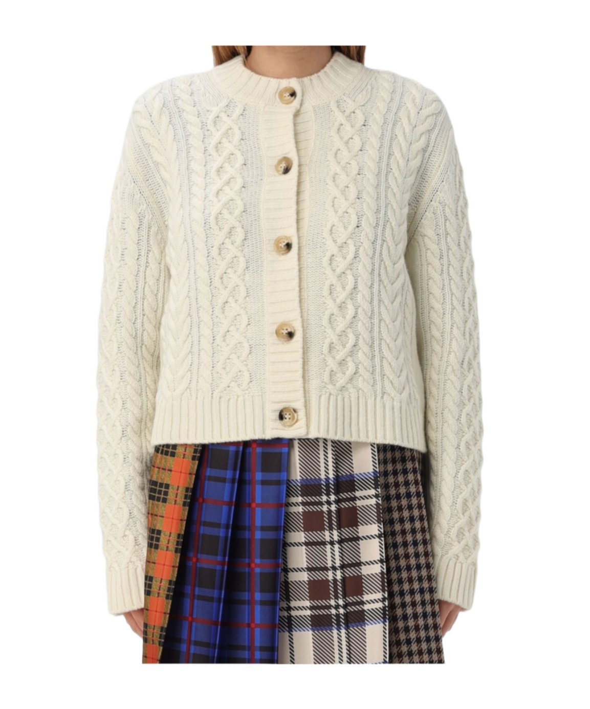 Weekend Max Mara Twisted Knitted Wool Cardigan In White