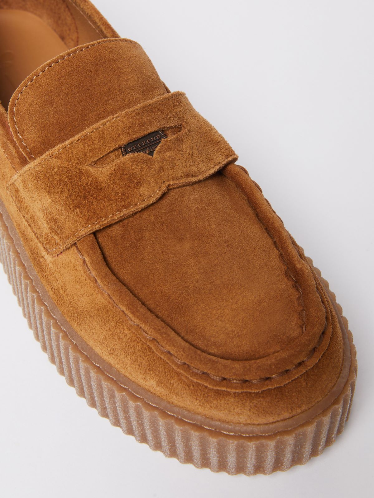 Weekend Max Mara Split Leather Moccasins In Brown