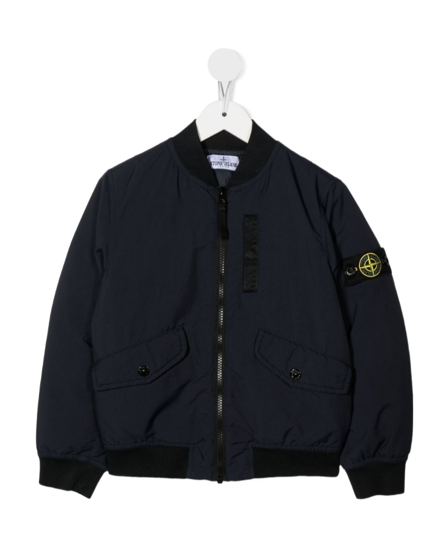Stone Island Logo-patch Bomber Jacket In Blue