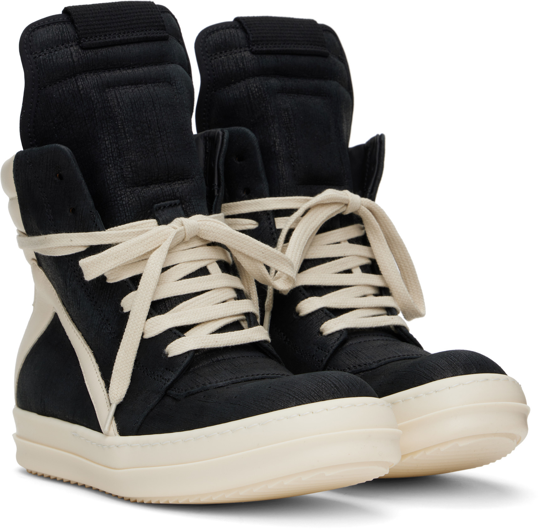 Rick Owens Geobasket Lace-up Leather High-top Trainers In Black