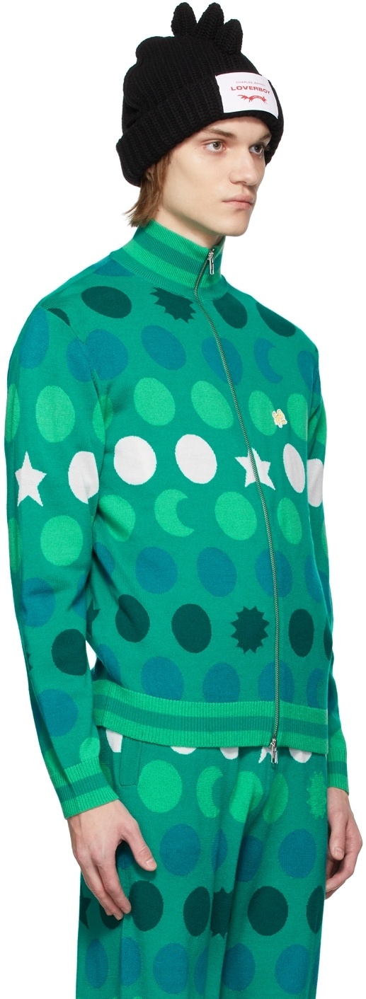 Charles Jeffrrey Loverboy Runes Printed Zip-up Cardigan In Green