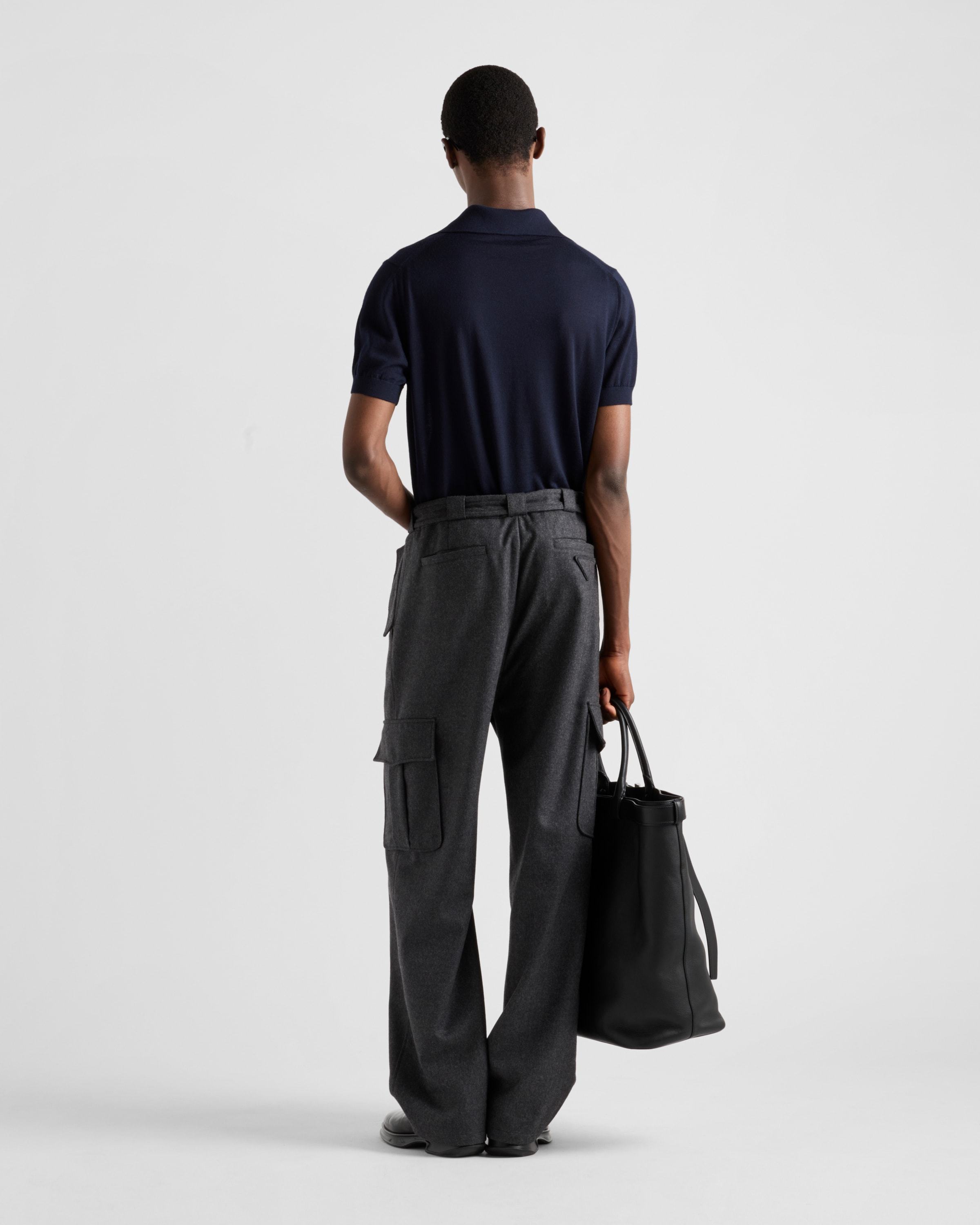 Prada Midnight Blue Cashmere Polo Shirt In Black