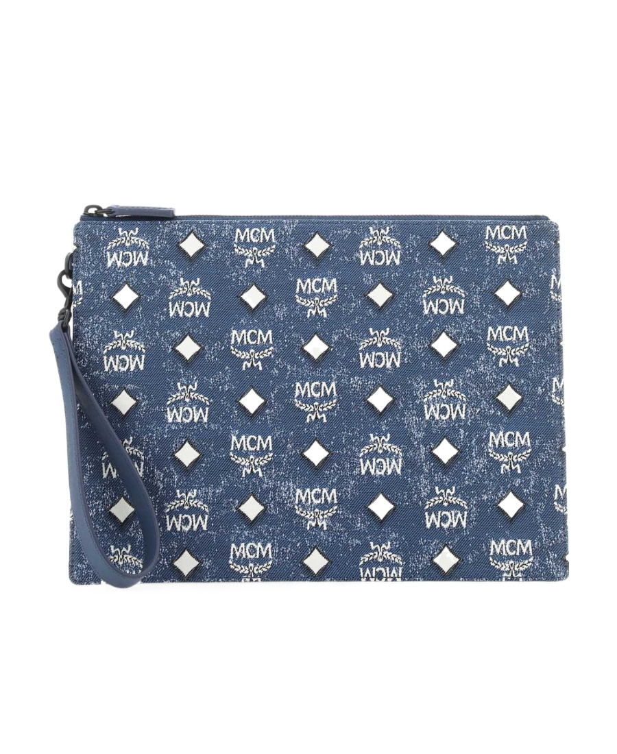 Mcm Logo Clutch In Blue