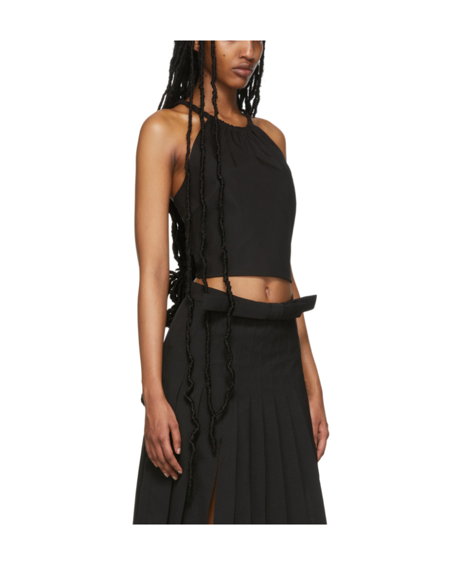 Red Valentino Black Braided Neck Vest In Black